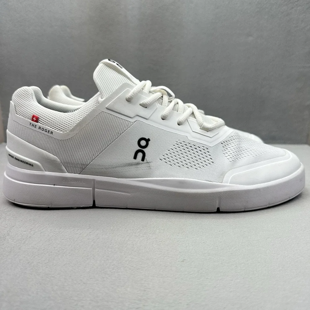 ON The Roger Spin Mens Size 12.5 Shoes White | Black Casual Tennis Sneakers